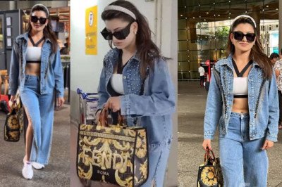 Urvashi Rautela's Rs 5 Lakh Fendi x Versace Tote Bag Shines in Chic Denim Airport Look