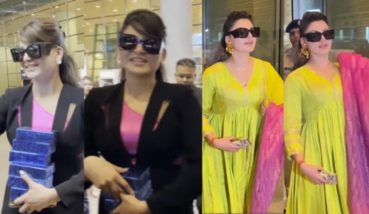 Urvashi Rautela Shines Bright and Spreads Festive Joy at Mumbai Airport