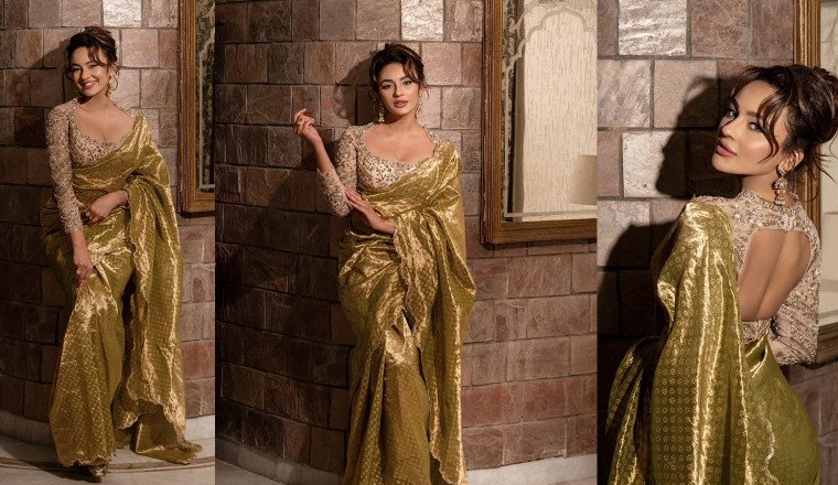 Award Winner Seerat Kapoor Steals the Spotlight in a 70,000 Regal Pure Tissue Saree at Telangana Gaddar Film Festival