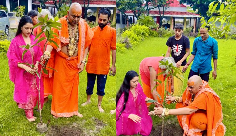Actress Shanaya Sharma Plants Trees with ‘Environment Baba’ Avdhut Arun Giri