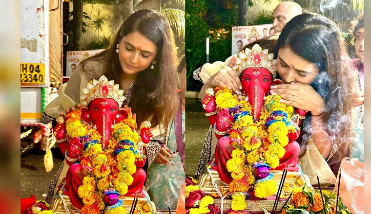 Before Visarjan, Madhurima Tuli Leaned In to Whisper Her Special Wish in Bappa’s Ears