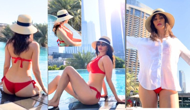 Giorgia Andriani Sets Instagram Ablaze with Alluring Red Bikini Look during Glamorous Dubai Getaway